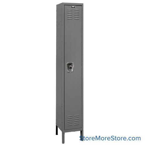 Metal Locker, 12'' W x 15'' D x 78'' H, 1 Column, 1 Tier, Flat Top, Built-in Key Lock
