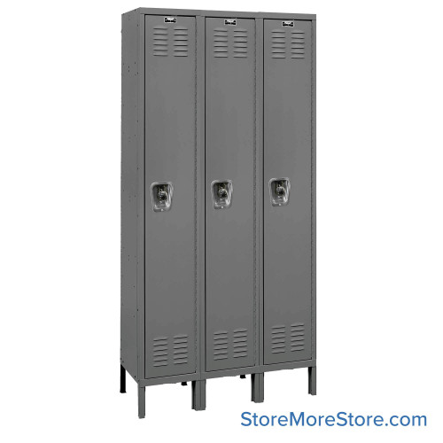Metal Locker, 36'' W x 12'' D x 78'' H, 3 Columns, 1 Tier, Flat Top, Combination Lock (Included)