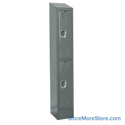 Metal Locker, 12'' W x 12'' D x 78'' H, 1 Column, 2 Tiers, Sloped Top, Combination Lock (Included)