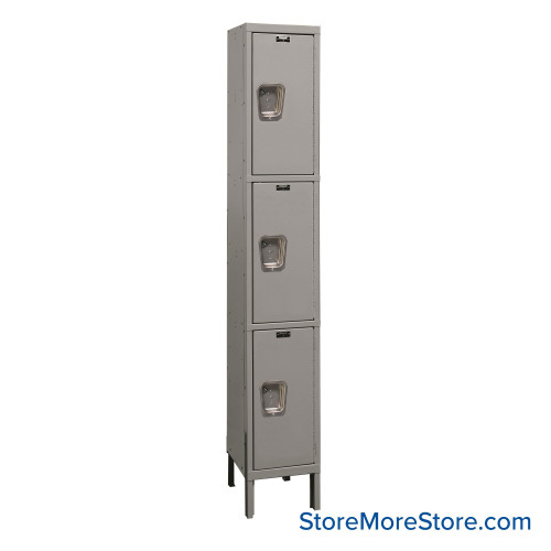 Storage Locker, 18" W x 12" D x 78" H, 1 Column, 3 Tiers, Assembled