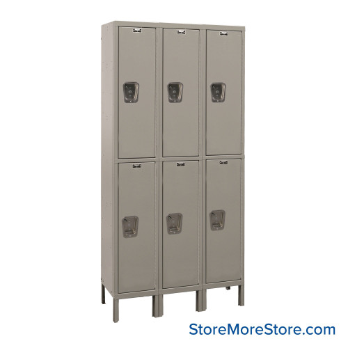 Storage Locker, 21" W x 54" D x 78" H, 3 Columns, 2 Tiers, Unassembled
