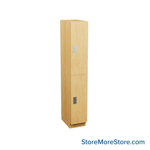 Plastic Laminate Lockers, 15" W x 20" D x 72" H, 15" Column Width, 2 Tiers, Padlock Hasp