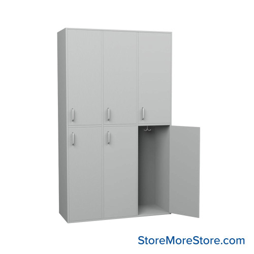 Double Tier Locker, 42'' W x 16'' D x 72'' H, 6 Lockers, 3 Columns, Right Hinge