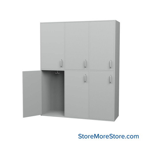 Double Tier Locker, 48'' W x 16'' D x 60'' H, 6 Lockers, 3 Columns, Left Hinge