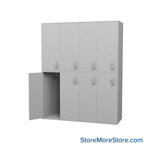 Double Tier Locker, 48'' W x 16'' D x 60'' H, 8 Lockers, 4 Columns, Left Hinge