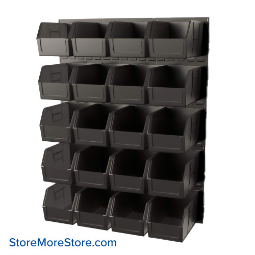 Wall Mounted Storage Bins, 48" W x 18" D x 61" H, 20 Bins