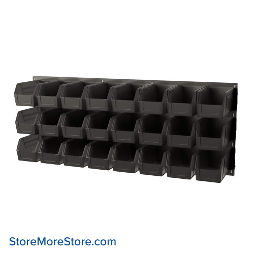 Wall Mounted Storage Bins, 48" W x 10.88" D x 19" H, 24 Bins