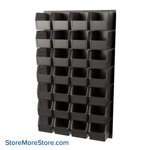 Wall Mounted Storage Bins, 36" W x 13.63" D x 61" H, 28 Bins
