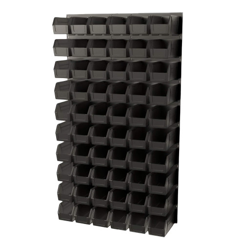 Wall Mounted Storage Bins, 36" W x 10.88" D x 61" H, 60 Bins
