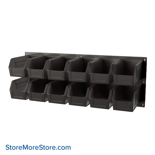 Wall Mounted Storage Bins, 36" W x 10.88" D x 12" H, 12 Bins