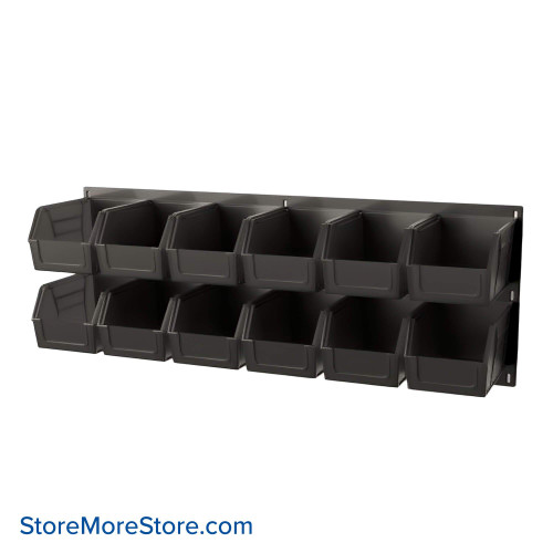 Wall Mounted Storage Bins, 36" W x 9.25" D x 12" H, 12 Bins