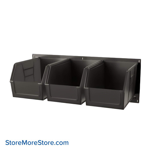Wall Mounted Storage Bins, 36" W x 18" D x 12" H, 3 Bins