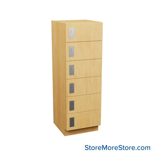 Box Lockers, 24'' W x 24'' D x 58'' H, 6 Lockers, 6 Tiers, Combination Lock