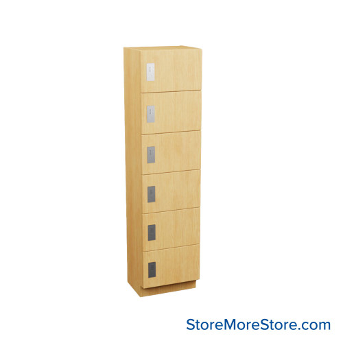 Box Lockers, 18'' W x 15'' D x 76'' H, 6 Lockers, 6 Tiers, Combination Lock