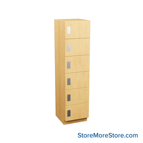 Box Lockers, 18'' W x 20'' D x 72'' H, 6 Lockers, 6 Tiers, Padlock Hasp