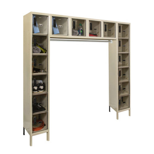 16 Person Locker, 72'' W x 18'' D x 78'' H, Clear Polycarbonate Door, Key Lock, Assembled