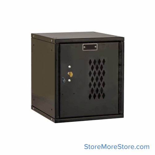 Stackable Cube Locker, 11.31" W x 12.69" D x 12" H, Ventilated Door, Key Lock