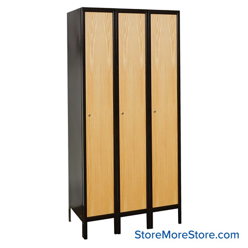 Wood and Metal Locker, 18" W x 252" D x 72" H, 3 Columns, 1 Tier, Assembled Wood and Metal Locker, 18" W x 252" D x 72" H, 3 Columns, 1 Tier, Assembled