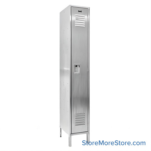 Stainless Steel Locker, 12" W x 18" D x 78" H, 1 Column, 1 Tier, Padlock Hasp, Unassembled Stainless Steel Locker, 12" W x 18" D x 78" H, 1 Column, 1 Tier, Padlock Hasp, Unassembled