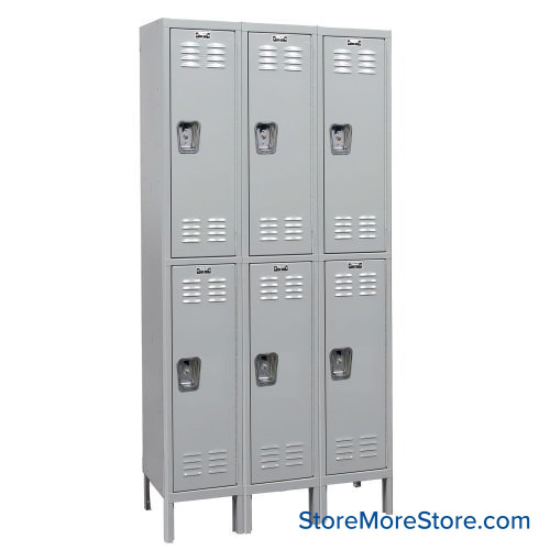 Medical Locker, 45'' W x 18'' D x 78'' H, 6 Lockers, 3 Columns, 2 Tiers, Key Lock, Unassembled