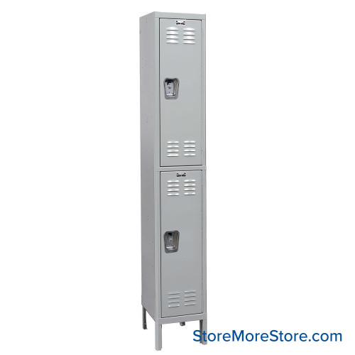 Medical Locker, 12'' W x 18'' D x 78'' H, 2 Lockers, 1 Column, 2 Tiers, Combination Lock, Assembled