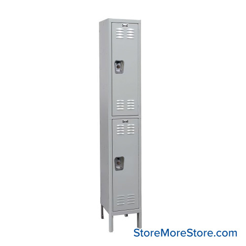 Medical Locker, 12'' W x 18'' D x 78'' H, 2 Lockers, 1 Column, 2 Tiers, Combination Lock, Unassembled