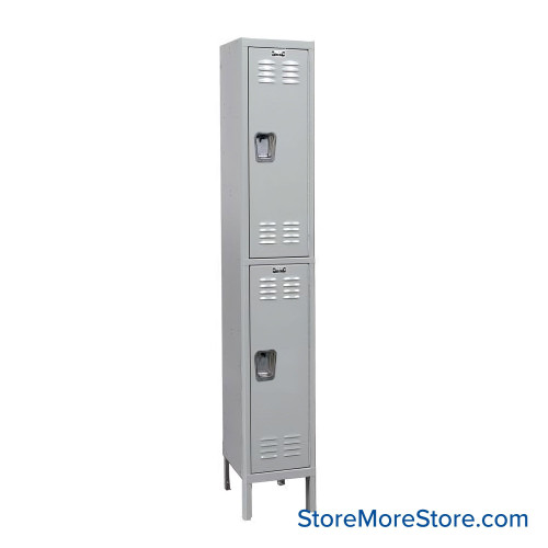 Medical Locker, 12'' W x 18'' D x 78'' H, 2 Lockers, 1 Column, 2 Tiers, Padlock Hasp, Assembled