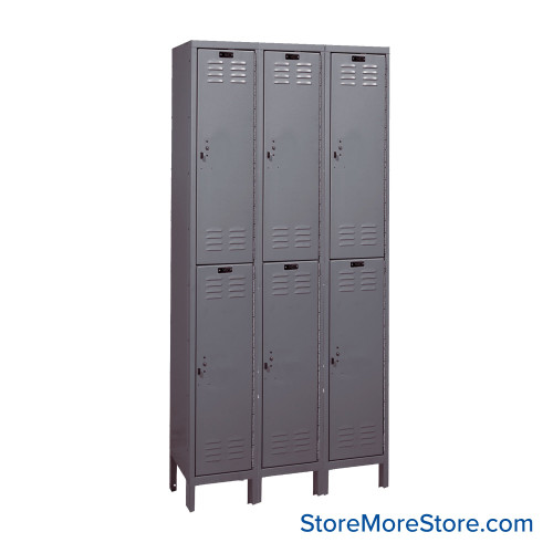 Metal Storage Locker, 36'' W x 18'' D x 78'' H, 3 Columns, 2 Tiers, Padlock Hasp, Unassembled
