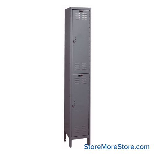 Metal Storage Locker, 12'' W x 12'' D x 78'' H, 1 Column, 2 Tiers, Key Lock, Assembled