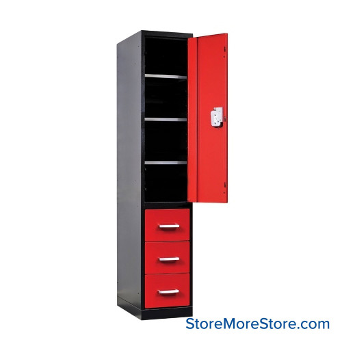 Locking Storage Locker, 24'' W x 24'' D x 78'' H, 3 Shelves & 3 Drawers