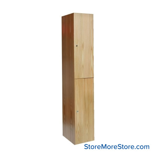 Wood Locker, 15" W x 18" D x 72" H, 1 Column, 2 Tiers, No Base, No Molding