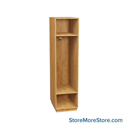 Wooden Storage Locker, 18" W x 24" D x 72.25" H, 18" Locker Width, 1 Locker, 1 Upper Shelf, 1 Lower Shelf