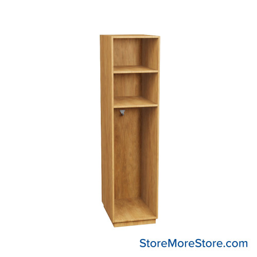 Wooden Storage Locker, 18" W x 24" D x 72.25" H, 18" Locker Width, 1 Locker, 2 Upper Shelf, No Lower Shelf