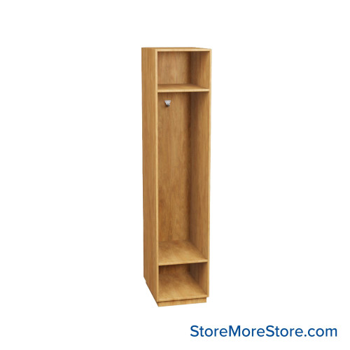 Wooden Storage Locker, 18" W x 24" D x 83.63" H, 18" Locker Width, 1 Locker, 1 Upper Shelf, 1 Lower Shelf