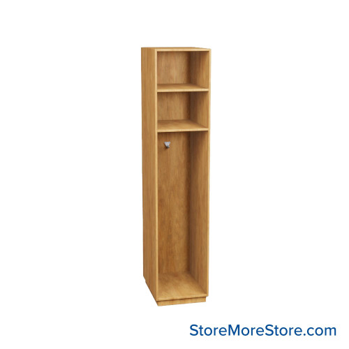 Wooden Storage Locker, 18" W x 24" D x 83.63" H, 18" Locker Width, 1 Locker, 2 Upper Shelf, No Lower Shelf