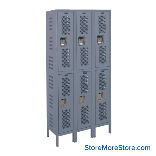 Expanded Metal Locker, 45" W x 18" D x 78" H, 3 Columns, 2 Tiers, Key Lock, Assembled