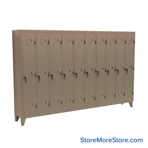 Industrial Lockers, 122" W x 18" D x 78" H, 10 Columns, 1 Tier Industrial Lockers, 122" W x 18" D x 78" H, 10 Columns, 1 Tier
