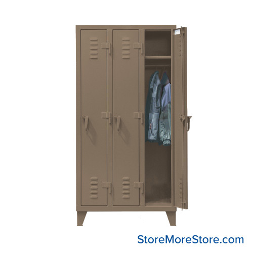 Industrial Lockers, 38" W x 18" D x 78" H, 3 Columns, 1 Tier