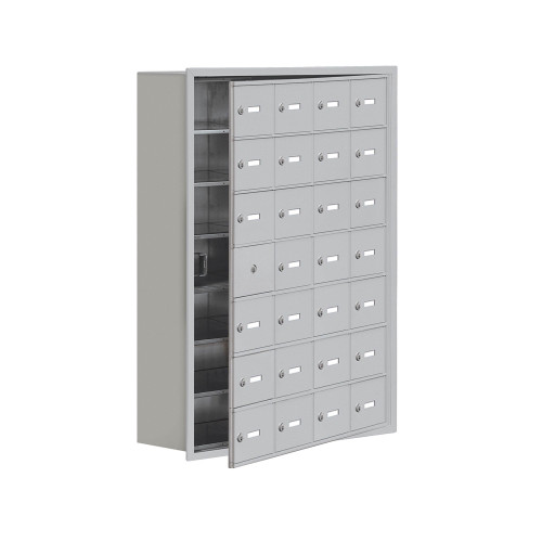 Cellphone Storage Lockers, 30.5" W x 9.25" D x 42" H, No Cabinet Included, Recessed, 28 Compartments