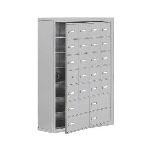 Cellphone Storage Lockers, 30.5" W x 9.25" D x 42" H, No Cabinet Included, Surface Mount, 24 Compartments