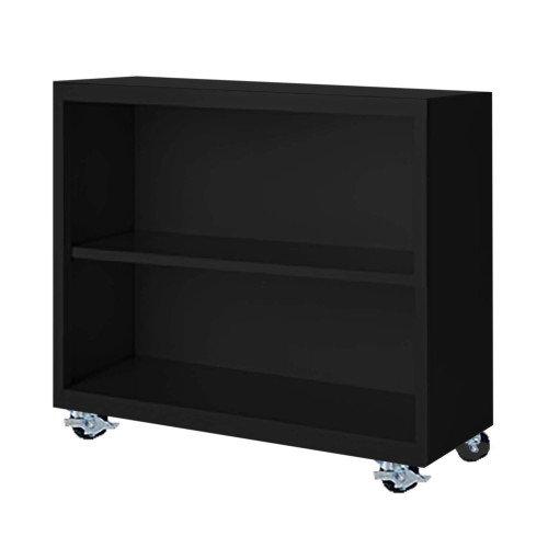 Steel Bookcases, 18" D x 33" H, 2 Levels, Includes Casters