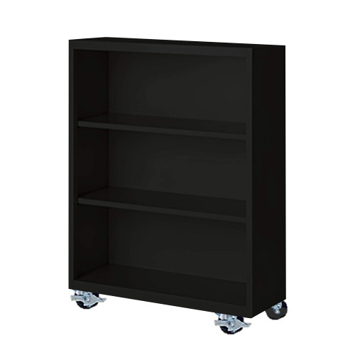 Steel Bookcases, 18" D x 45" H, 3 Levels, Includes Casters