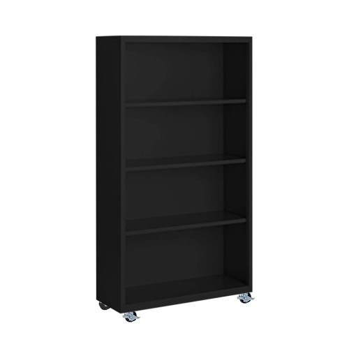 Steel Bookcases, 18" D x 55" H, 4 Levels, Includes Casters