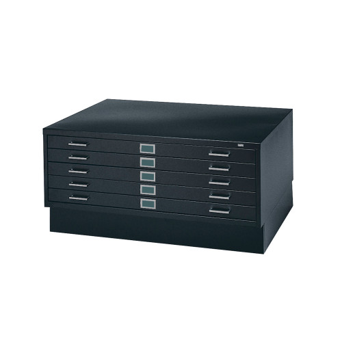 Flat File Cabinets, 40.5" W x 29.5" D, 5 Drawers, 6" High Base, Key Lock