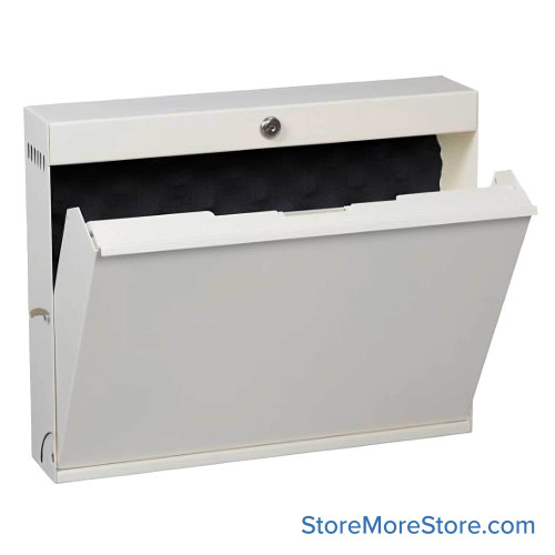 Wall Mounted Folding Cabinets, 18" W x 3.5" D x 14.5" H, Laptop, Key Lock (Keyed Alike)