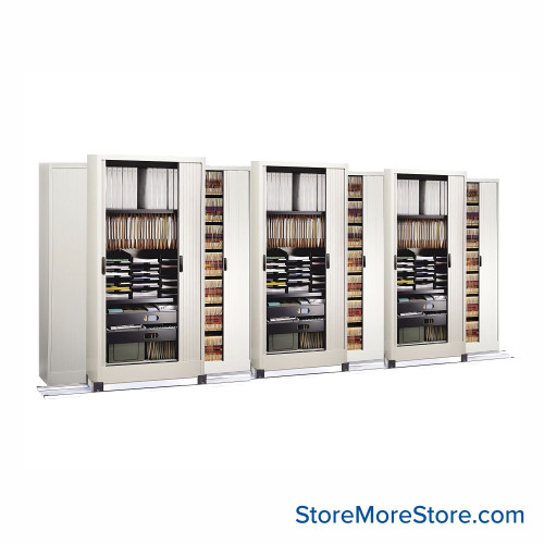Cabinets on Tracks, 156" W x 38.5" D, 1 Moveable Row