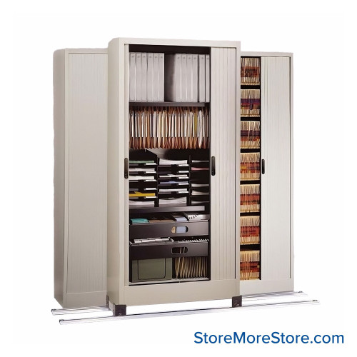 Cabinets on Tracks, 78" W x 38.5" D, 1 Moveable Row