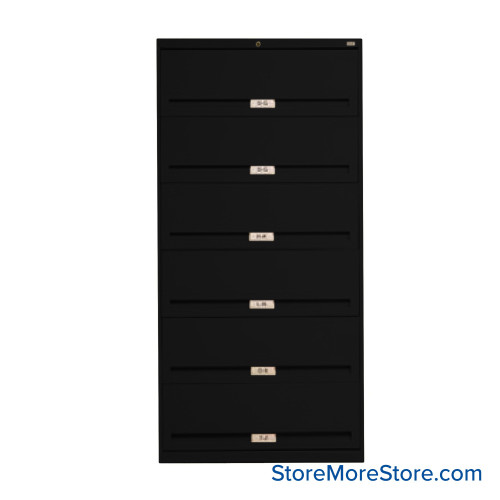 Six High Lateral File, 36" Wide, 6 Retractable Drawer Fronts