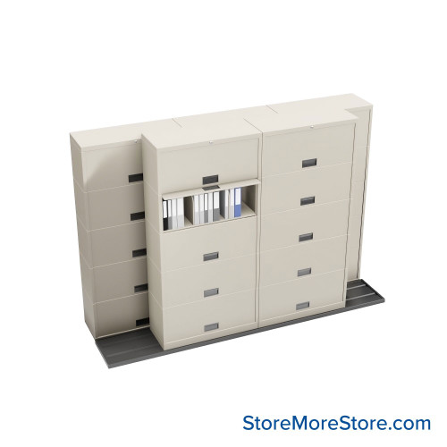 Sliding Flipper Door Cabinets, 112" W x 32.25" D x 79.5" H, Binder Storage, 36" Cabinet Width, 5 Levels
