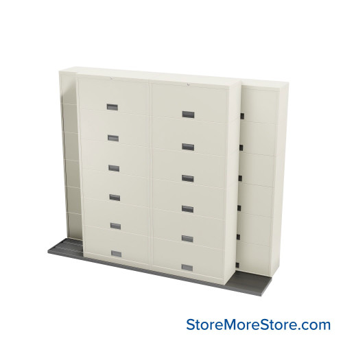 Sliding Flipper Door Cabinets, 112" W x 32.25" D x 93.5" H, Binder Storage, 36" Cabinet Width, 6 Levels